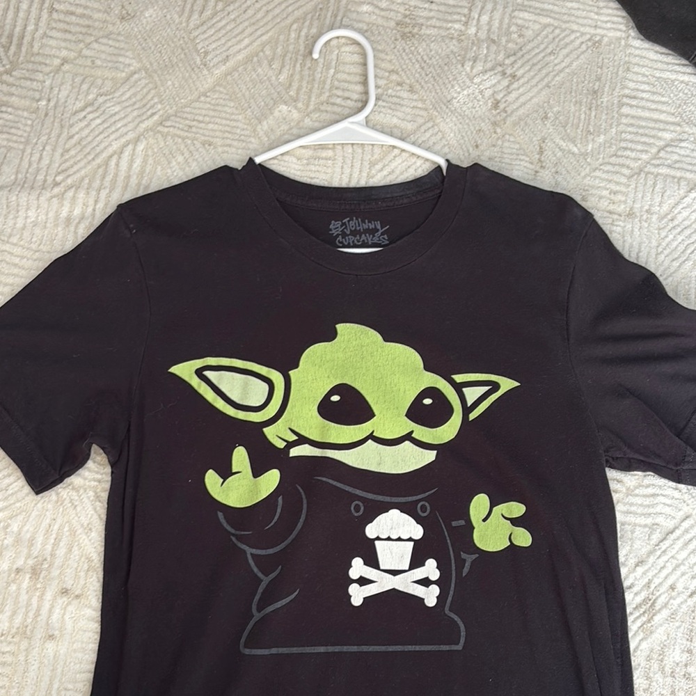 Johnny Cupcakes Black and Green Cartoon Tee